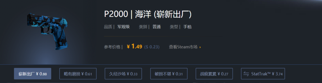 CSGO入门皮肤推荐
