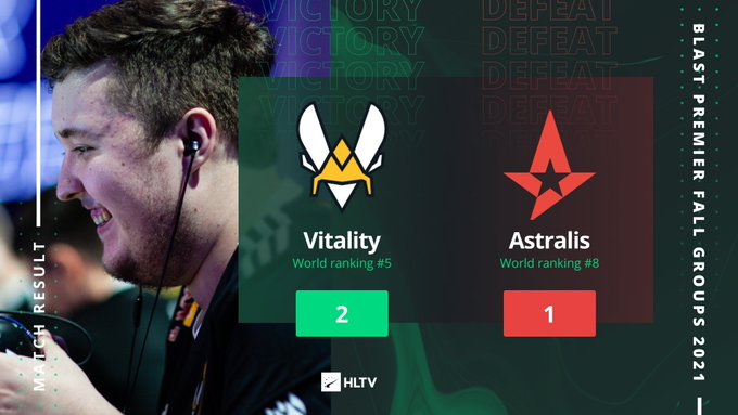 BLAST秋季小组赛：Astralis 2-1淘汰Liquid，小组第一Vitality决赛2-1击败Astralis
