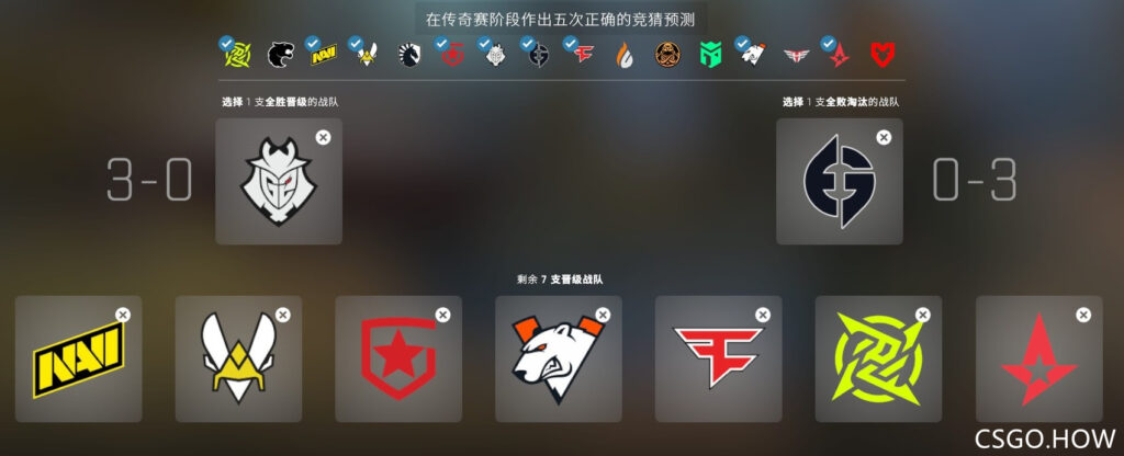 CSGO竞猜选择 ：传奇赛段选择，记得抄作业！