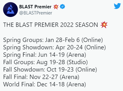 整军备战， CSGO BLAST春季小组赛1月下旬揭幕