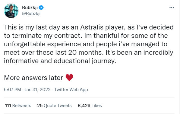 【CSGO】 Bubzkji：这是我作为Astralis选手的最后一天