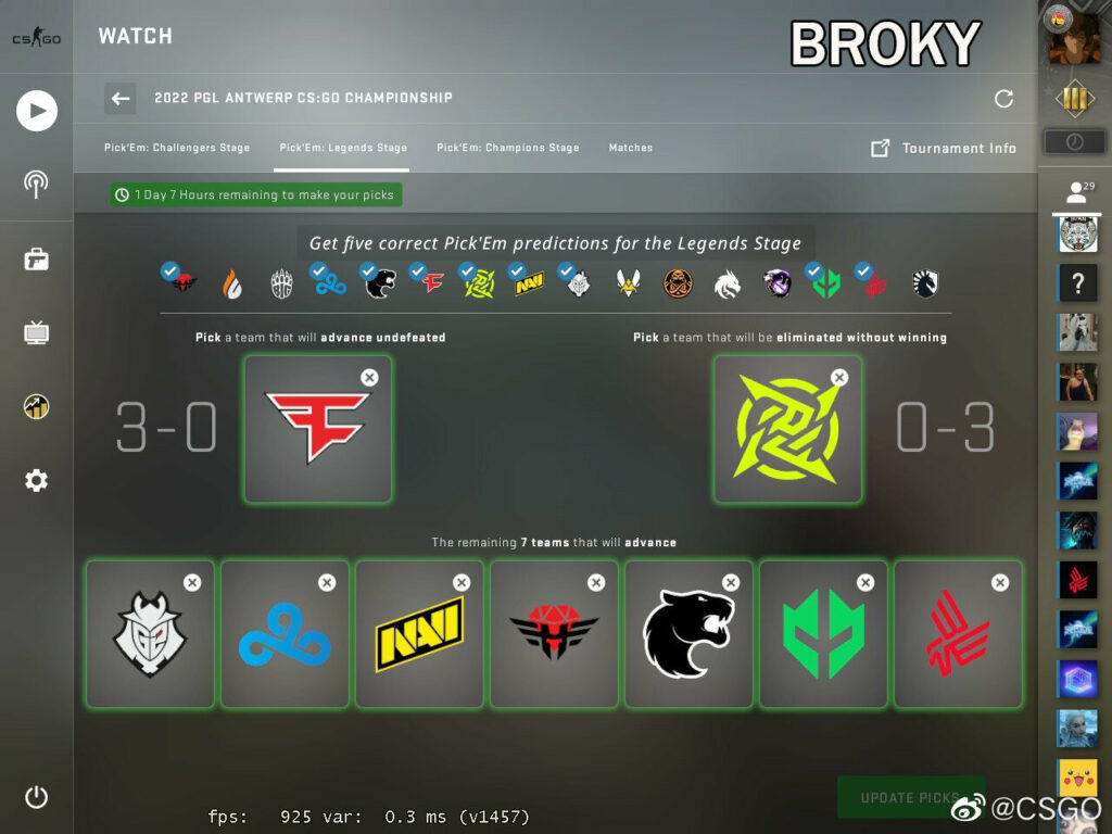 看看那些专业人士的2022 CSGO MAJOR传奇赛竞猜预测  broky