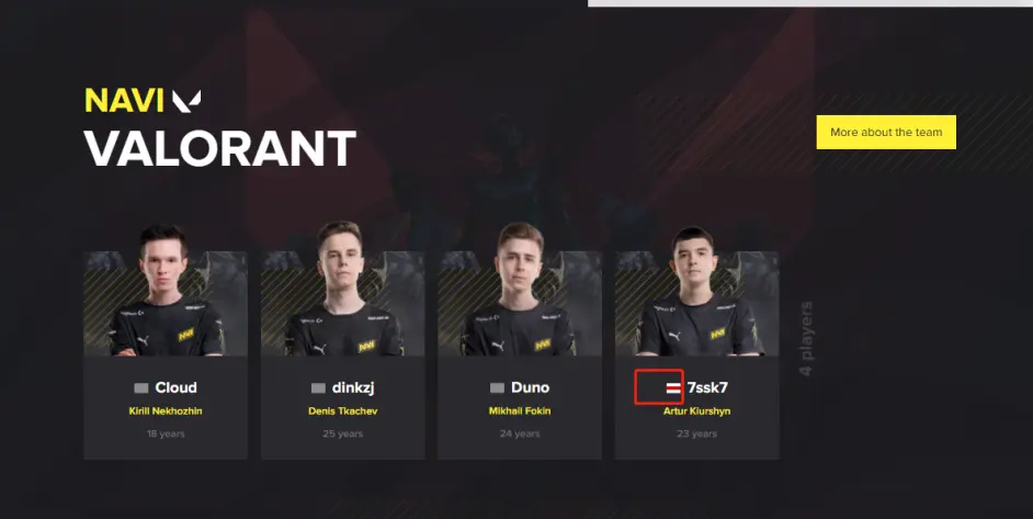 CSGO NAVI俱乐部官网删除队内俄罗斯选手国旗